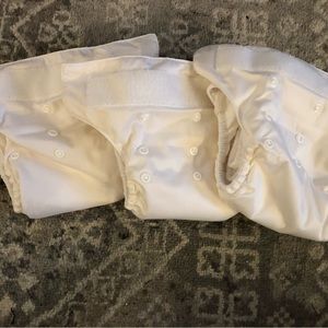 Set of 3 white Bum Genius Cloth Diapers
